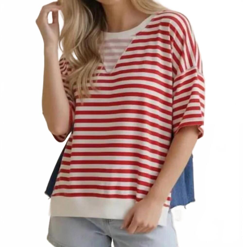 NEW HAPTICS all american girl top in red/navy